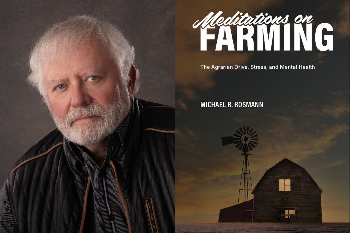 an image on the left of a man with grey beard and hair, and a book cover on the right called 