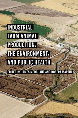 Industrial Farm Animal Production book cover with an aerial photo of dry farm land