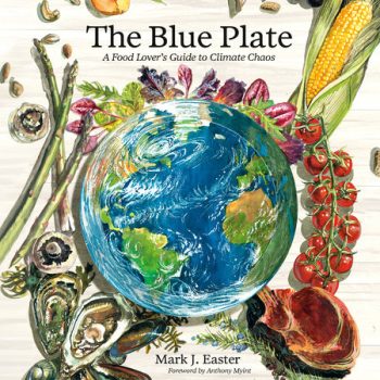 The Blue Plate book cover with an image of the earth and food around it