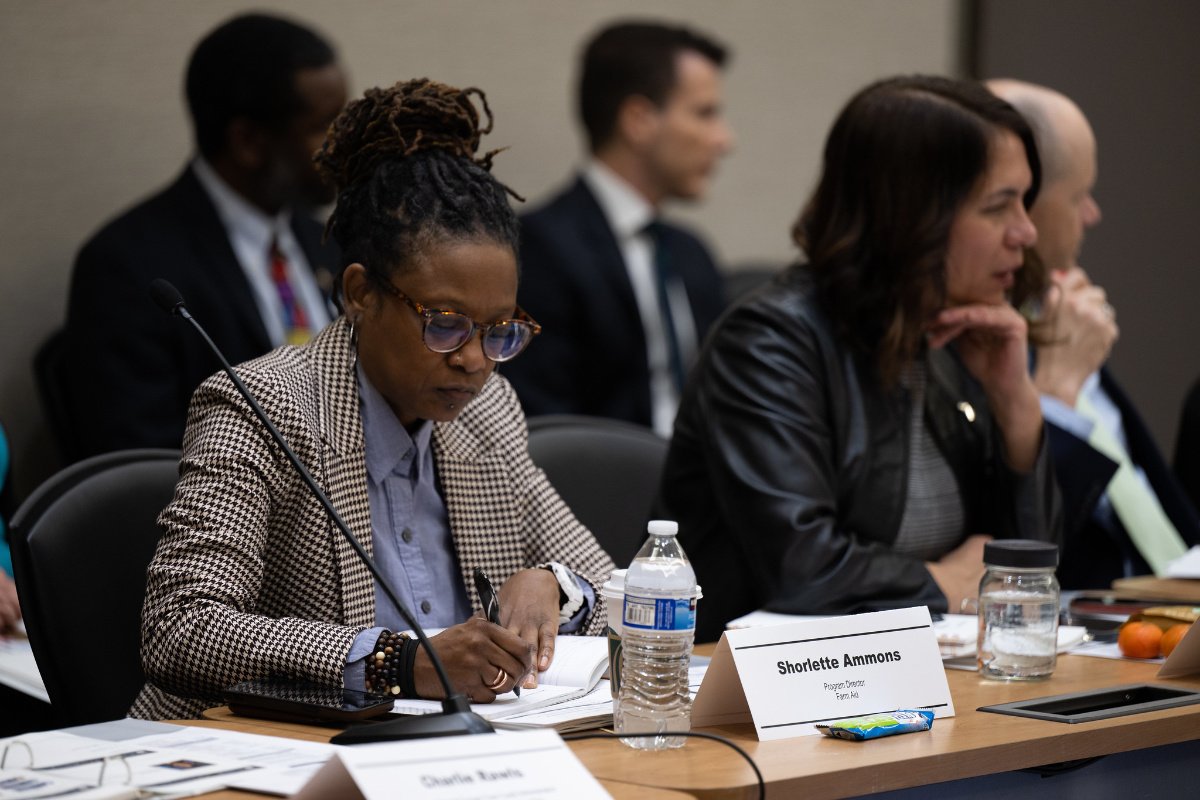 Shorlette Ammon, left, at a USDA Equity Commission's Subcommittee for Agriculture and the Rural Community Economic Development Subcommittee meeting. Photo credit: Christophe Paul/USDA.